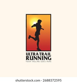 Ultra Trail running logo vector illustration on background image