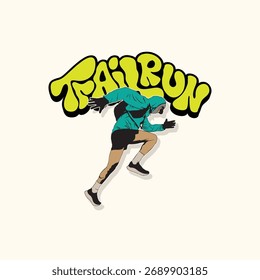 Ultra Trail running logo vector illustration on white background