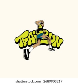 Ultra Trail running logo vector illustration on white background