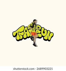 Ultra Trail running logo vector illustration on white background