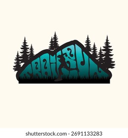 Ultra Trail-Logo, Vektorgrafik auf weißem Hintergrund