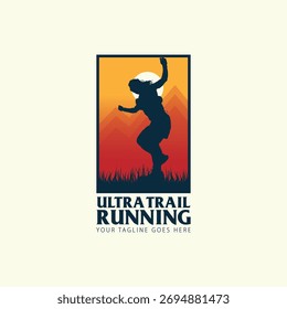 Ilustración vectorial de logotipo de carrera Ultra Trail sobre fondo blanco