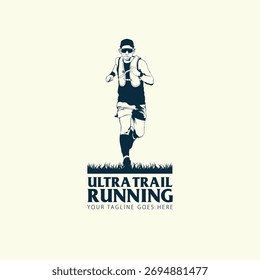 Ilustración vectorial de logotipo de carrera Ultra Trail sobre fondo blanco