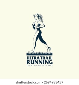 Ilustración vectorial de logotipo de carrera Ultra Trail sobre fondo blanco