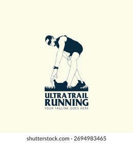 Ultra Trail running logo vector illustration on white background