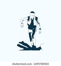 Ultra Trail running logo vector illustration on white background