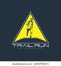 Ultra Trail running logo vector illustration on white background