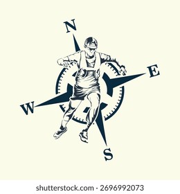 Ilustración vectorial de logotipo de carrera Ultra Trail sobre fondo blanco