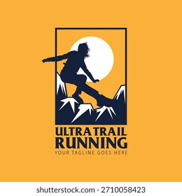 Ultra Trail running logo vector illustration background image