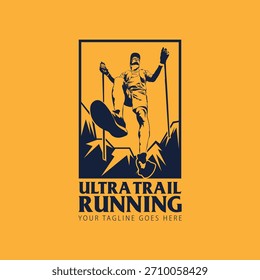 Ultra Trail running logo vector illustration background image