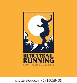 Ultra Trail running logo vector illustration background image