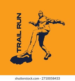 Ultra Trail running logo vector illustration background image