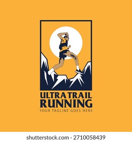 Imagen de fondo de Ilustración vectorial de logotipo de carrera Ultra Trail