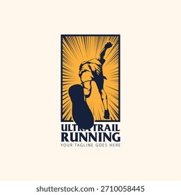 Ultra Trail running logo vector illustration background image