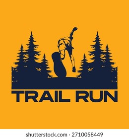 Ultra Trail running logo vector illustration background image