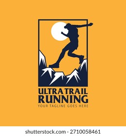 Ultra Trail running logo vector illustration background image