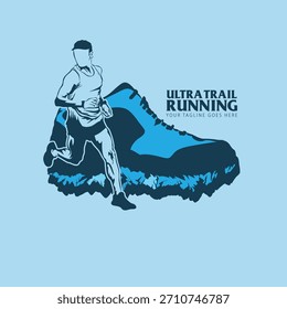 Ultra Trail-Logo, Vektorgrafik auf Hintergrund