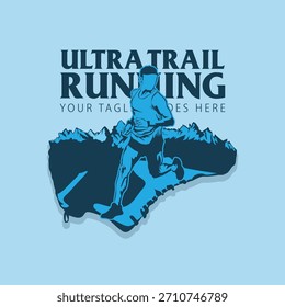 Ultra Trail running logo vector illustration on background