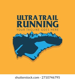 Ultra Trail running logo vector illustration on background