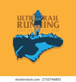 Ultra Trail running logo vector illustration on background