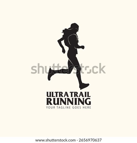 Ultra Trail running logo vector illustration on white background