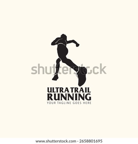 Ultra Trail running logo vector illustration on white background