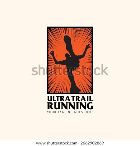 Ultra Trail running logo vector illustration on white background
