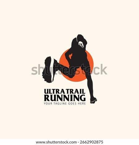 Ultra Trail running logo vector illustration on white background
