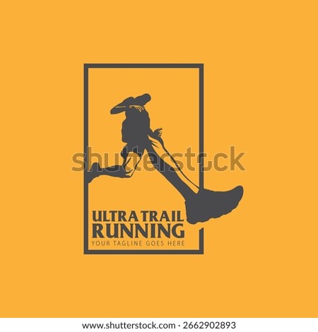 Ultra Trail running logo vector illustration on white background