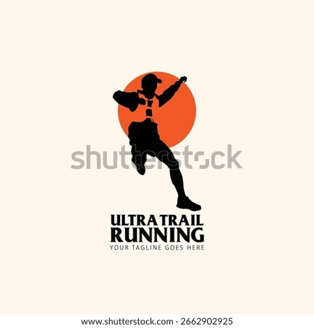 Ultra Trail running logo vector illustration on white background
