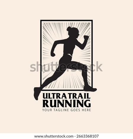 Ultra Trail running logo vector illustration on white background