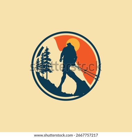 Ultra Trail running logo vector illustration on white background