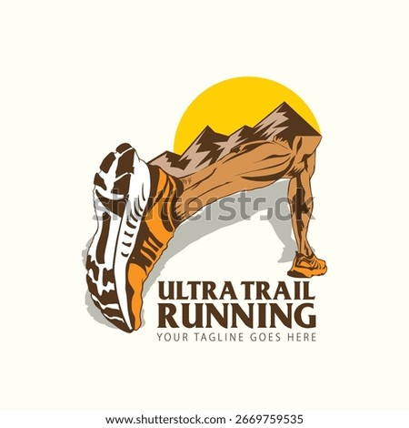 Ultra Trail running logo vector illustration on white background