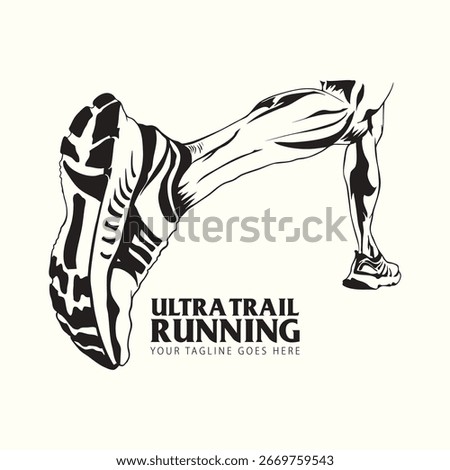 Ultra Trail running logo vector illustration on white background