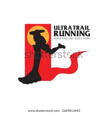 Ultra Trail running logo vector illustration on white background