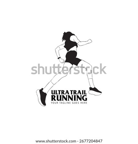 Ultra Trail running logo vector illustration on white background
