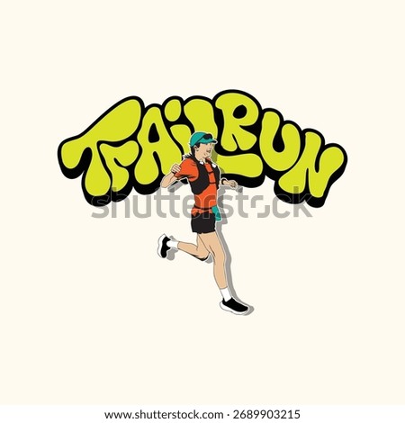 Ultra Trail running logo vector illustration on white background