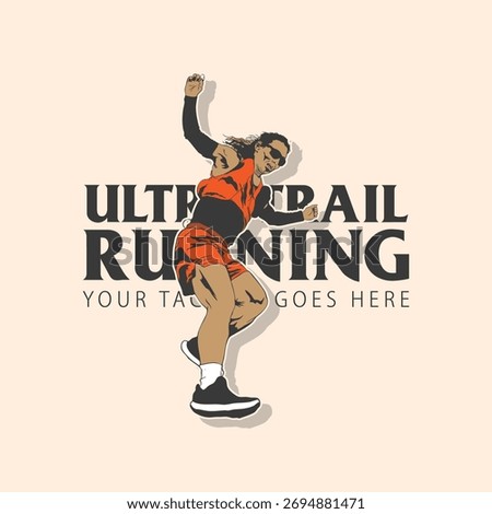 Ultra Trail running logo vector illustration on white background