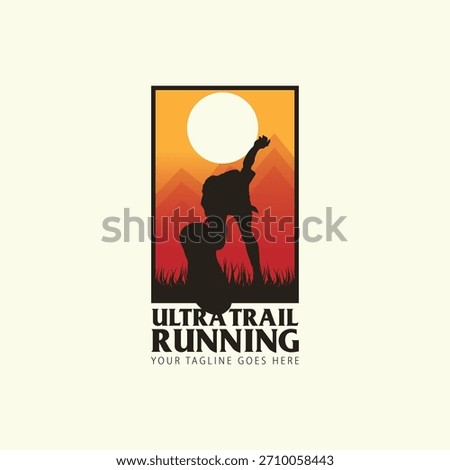 Ultra Trail running logo vector illustration background image