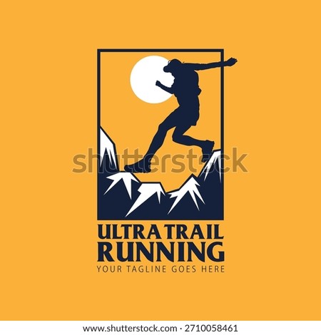 Ultra Trail running logo vector illustration background image