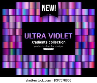 Ultra Violet background collection. Purple, green, pink, red, blue and other shades of textures of mettalic. Vector illustration