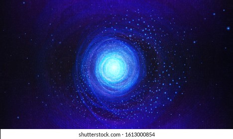 Ultra Violet Black Hole with Spiral Galaxy on Cosmic Background.planet and physics concept design,vector illustration.