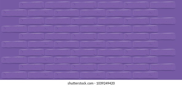 Ultra Violet color of the year 2018. Purple brick wall texture. Cracked empty background. Grunge dark wallpaper. Vintage stonewall. Room design interior. Basic illustration for banners. Backdrop trend