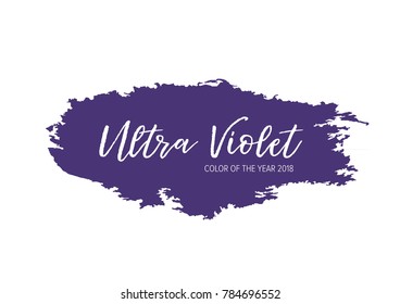 ultra violet color of the year 2018. label logo sign symbol. card . color template swatch sample. design trend. text with name. 