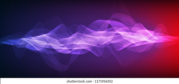 Ultra Violet Digital Sound Wave Background,technology And Earthquake Wave Diagram Concept,design For Music Studio And Science,Vector Illustration.