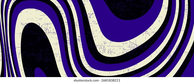 Ultra Violet distortion illusion design. Geometric stripped pattern illustration art. Distorted lines effect cover. Lines stripes background with wavy distortion effect.