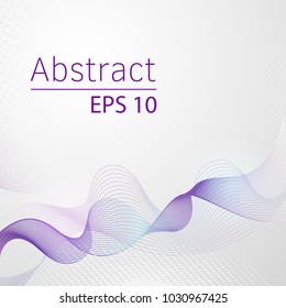 Ultra violet glowing line vector abstract background, water wave line in color of the year 2018. Halftone and stripe design template for poster, banner, flayer, greeting, brochure, buissiness card.