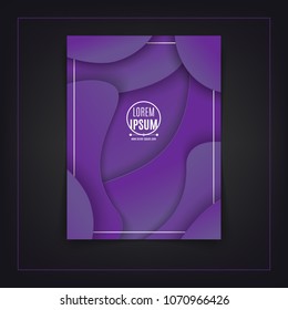 Ultra violet gradient cover design. Vector futuristic illustration of bright multicolored wavy paper layers. Abstract creative background with fluid color shapes.
