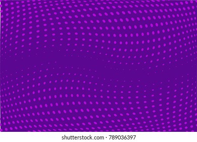 Ultra violet halftone background. Digital gradient. Dotted wavy pattern with circles, dots, point large scale. Design element for web banners, posters, cards, wallpapers, sites, panels. 