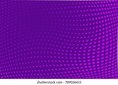 Ultra violet halftone background. Digital gradient. Dotted wavy pattern with circles, dots, point large scale. Design element for web banners, posters, cards, wallpapers, sites, panels. 